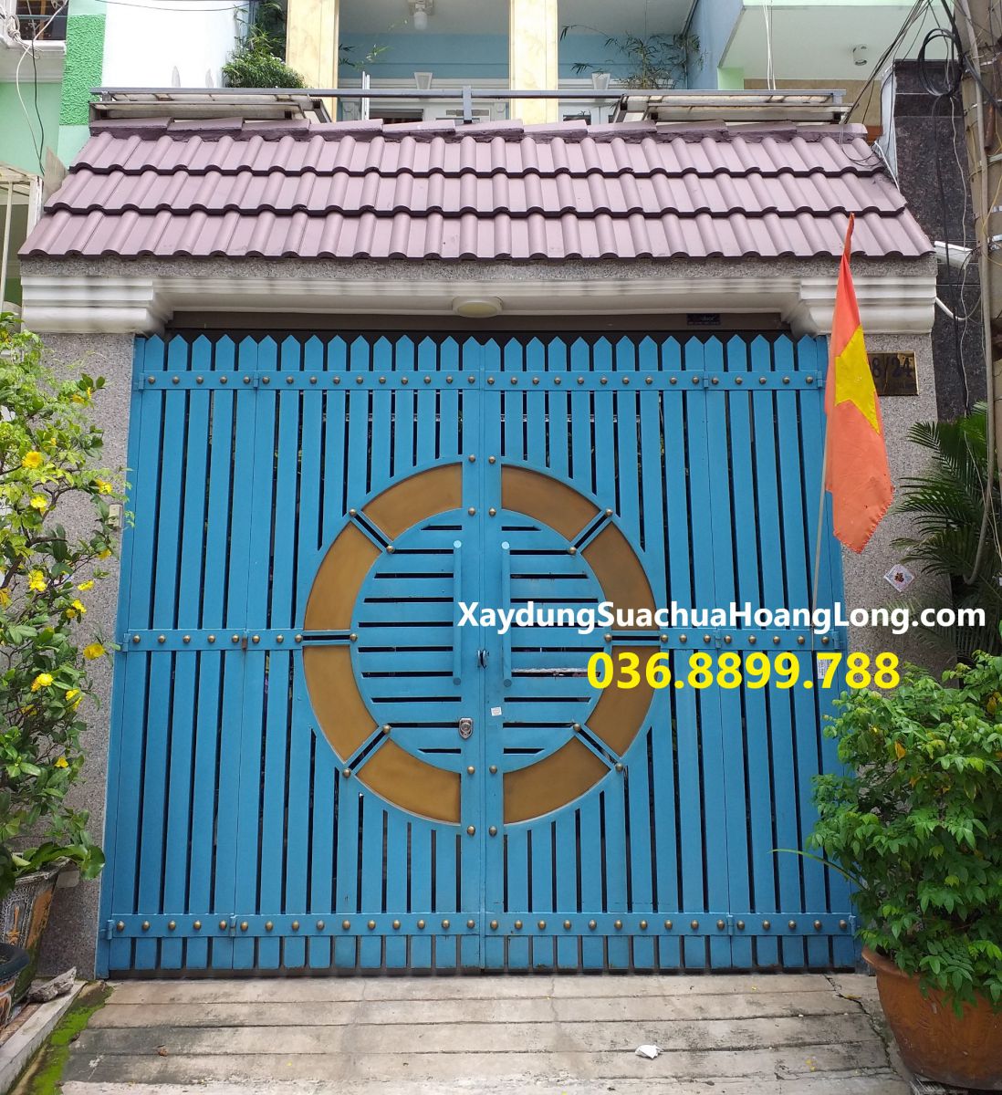 Mẫu cửa cổng sắt hộp 2 cánh truyền thống