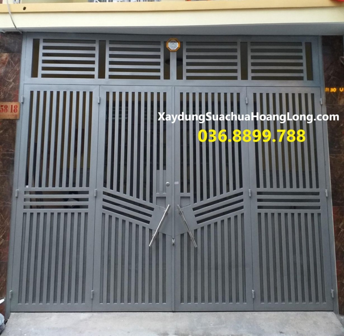 Mẫu cửa cổng sắt hộp 4 cánh đơn giản mẫu mới