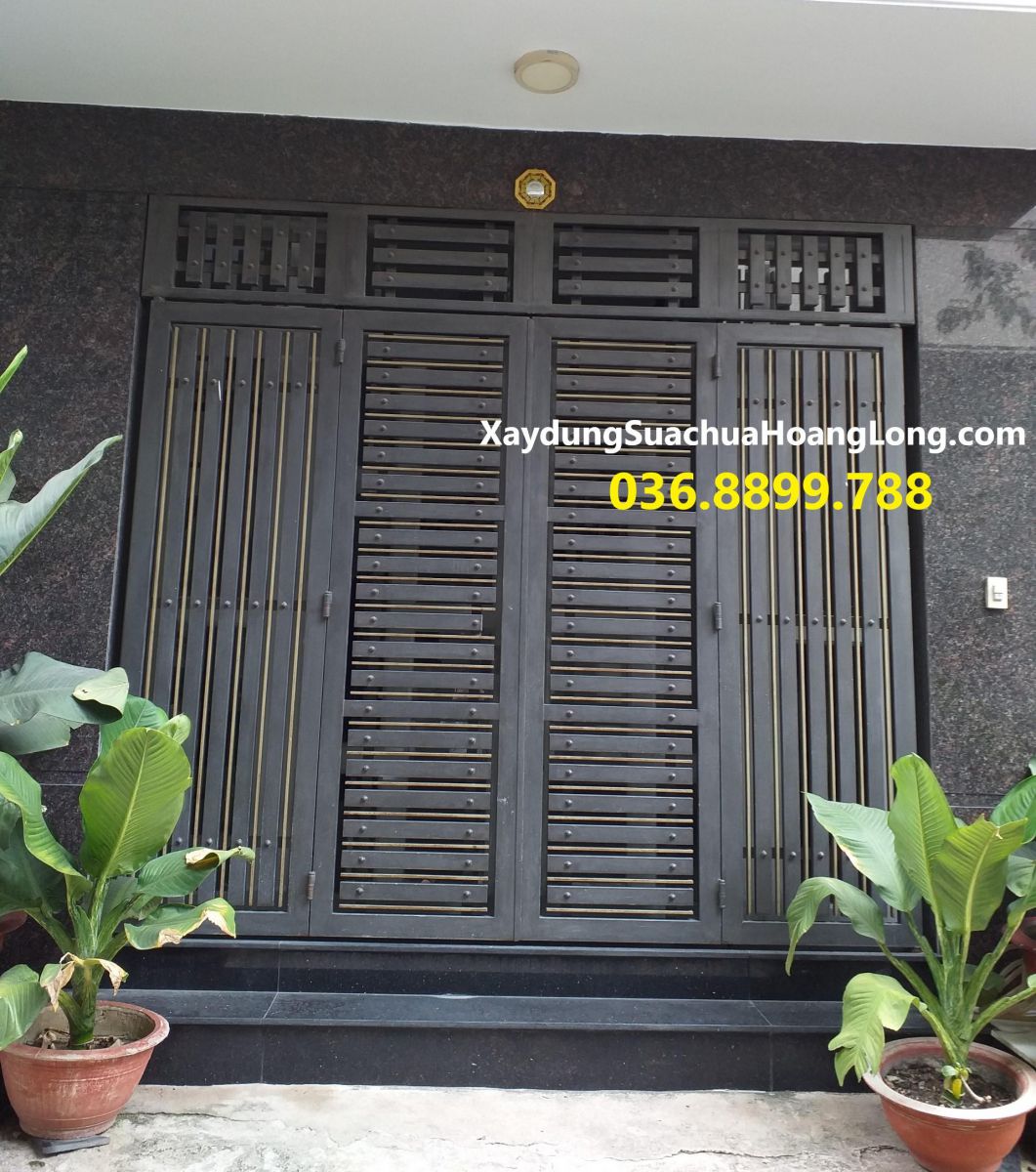 Mẫu cửa cổng sắt hộp 2 cánh đẹp đơn giản mới nhất