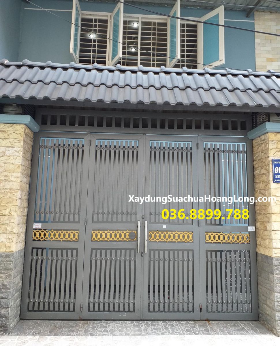 Mẫu cửa cổng sắt hộp 4 cánh đẹp đơn giản mới nhất