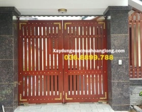 Cửa cổng sắt giả gỗ